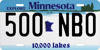 MN license plate 500NBO