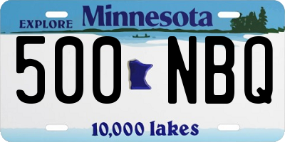 MN license plate 500NBQ