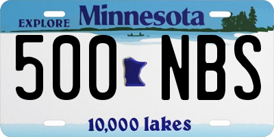 MN license plate 500NBS
