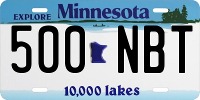 MN license plate 500NBT