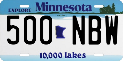 MN license plate 500NBW
