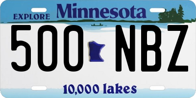MN license plate 500NBZ