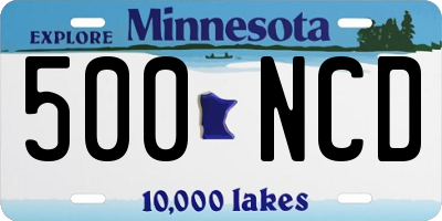 MN license plate 500NCD