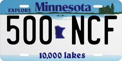 MN license plate 500NCF