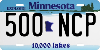 MN license plate 500NCP