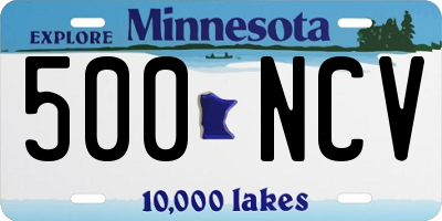 MN license plate 500NCV