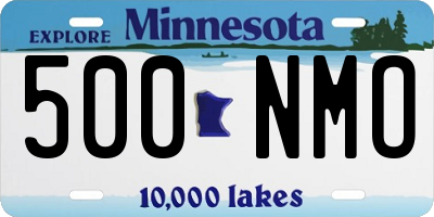 MN license plate 500NMO