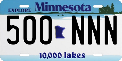 MN license plate 500NNN