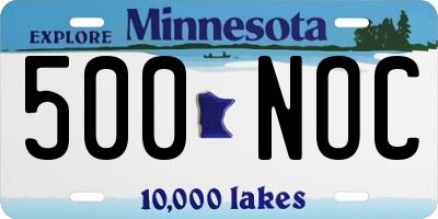 MN license plate 500NOC