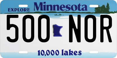 MN license plate 500NOR