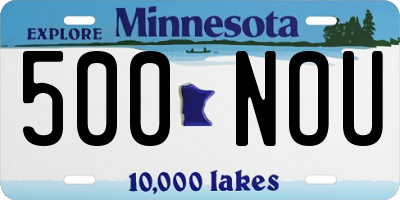 MN license plate 500NOU