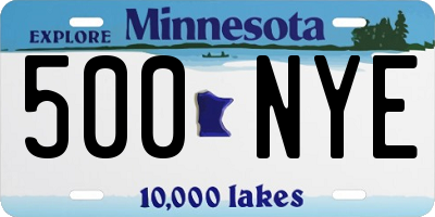 MN license plate 500NYE