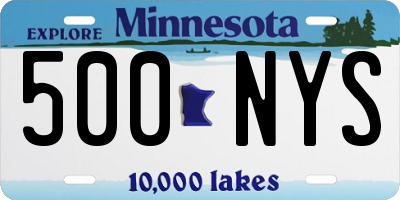 MN license plate 500NYS