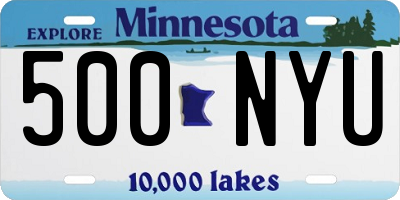 MN license plate 500NYU