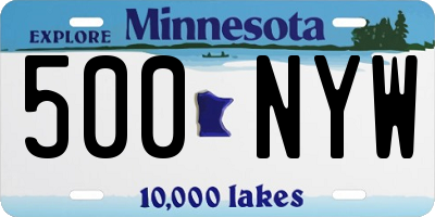 MN license plate 500NYW