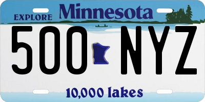 MN license plate 500NYZ
