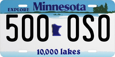MN license plate 500OSO