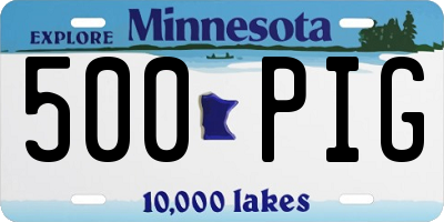 MN license plate 500PIG
