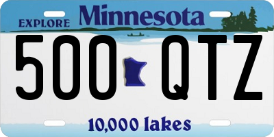 MN license plate 500QTZ