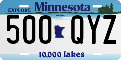 MN license plate 500QYZ
