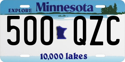MN license plate 500QZC