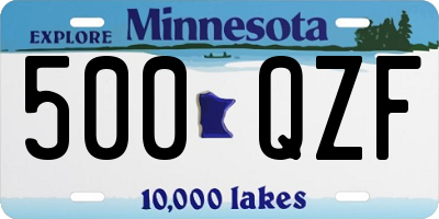 MN license plate 500QZF