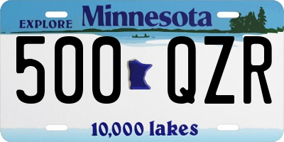 MN license plate 500QZR