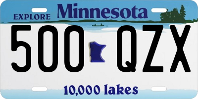 MN license plate 500QZX