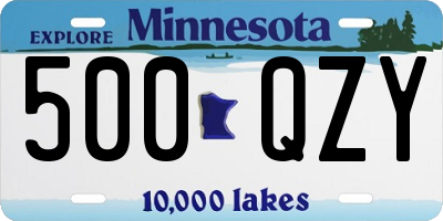 MN license plate 500QZY