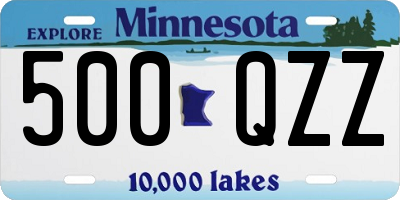MN license plate 500QZZ