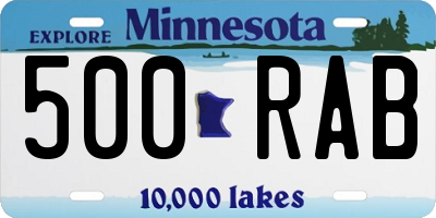 MN license plate 500RAB