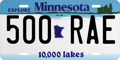 MN license plate 500RAE