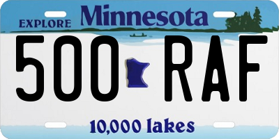 MN license plate 500RAF