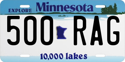 MN license plate 500RAG