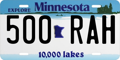 MN license plate 500RAH