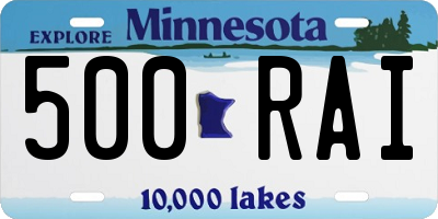 MN license plate 500RAI