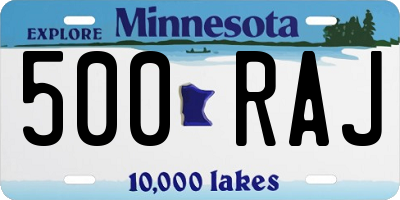 MN license plate 500RAJ