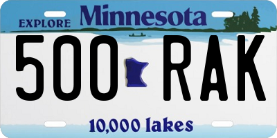 MN license plate 500RAK