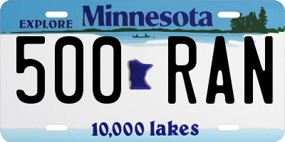 MN license plate 500RAN