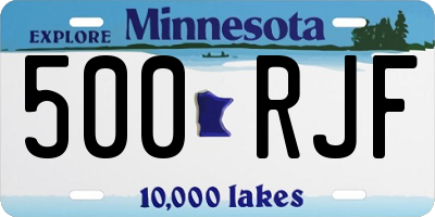 MN license plate 500RJF