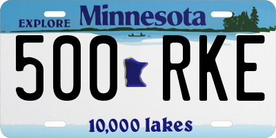 MN license plate 500RKE