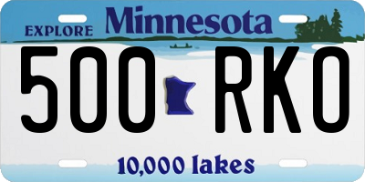 MN license plate 500RKO