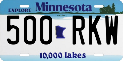 MN license plate 500RKW