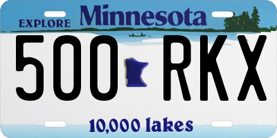 MN license plate 500RKX