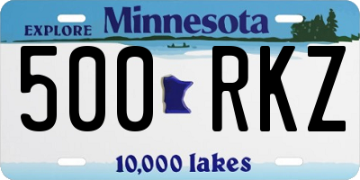 MN license plate 500RKZ