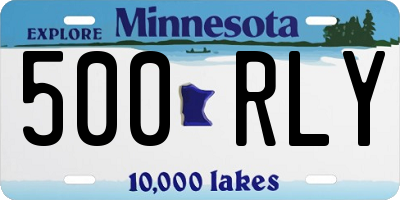 MN license plate 500RLY