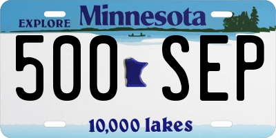 MN license plate 500SEP