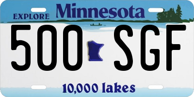 MN license plate 500SGF