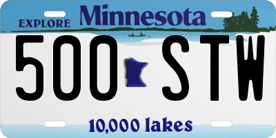 MN license plate 500STW