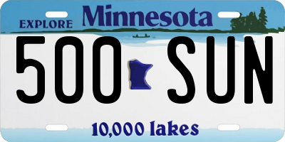 MN license plate 500SUN